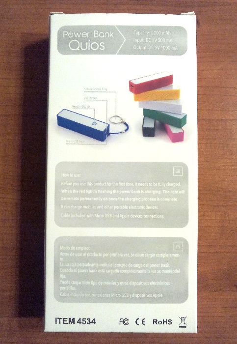 Power Bank Quios 2000mAh (novo)