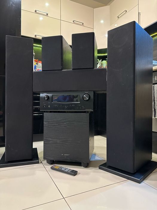 Kino domowe Amplituner Denon Kolumny Wharfedale Subwoofer Aktywny