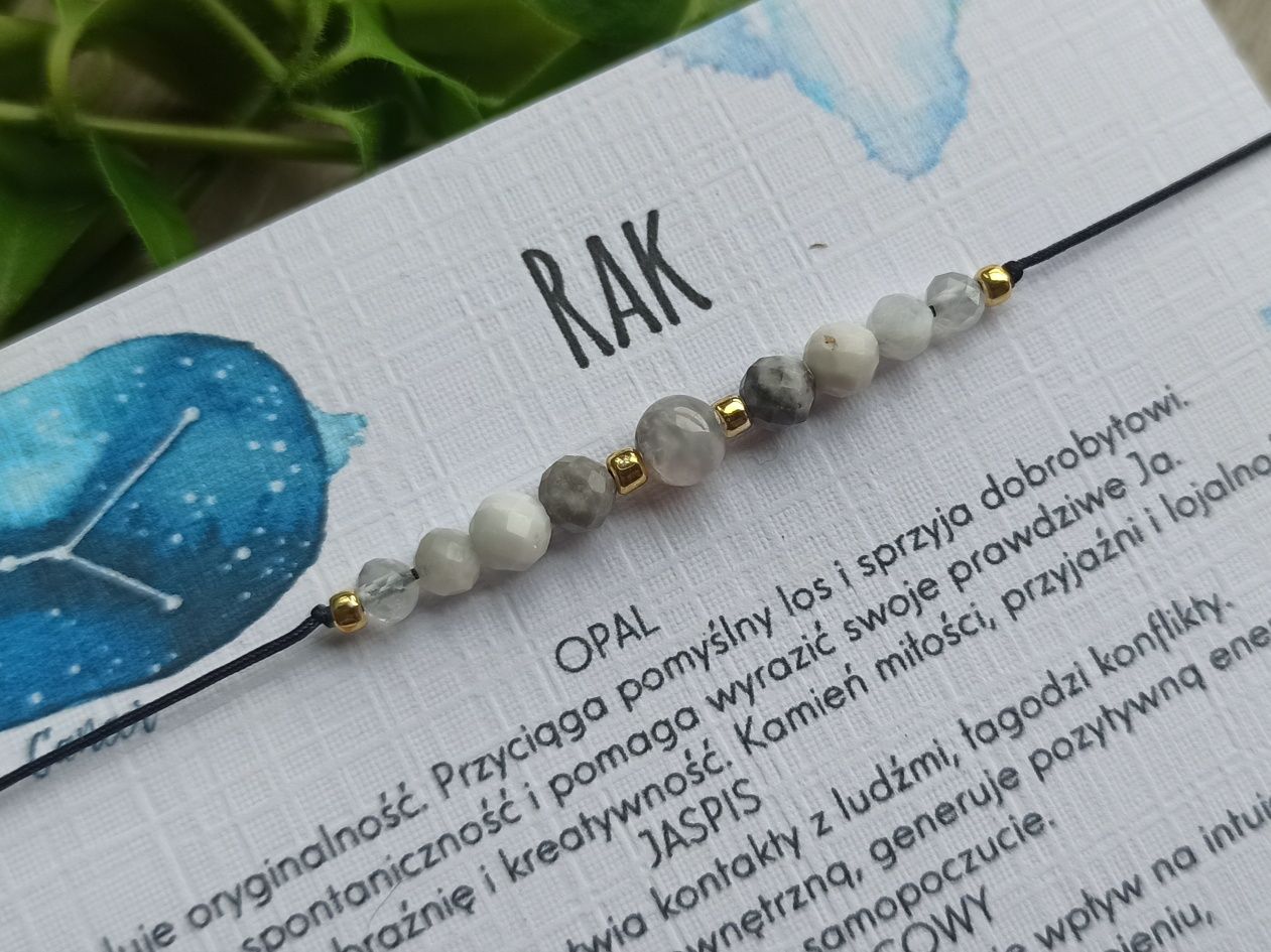 Rak bransoletka na szczęście, kamienie amulet