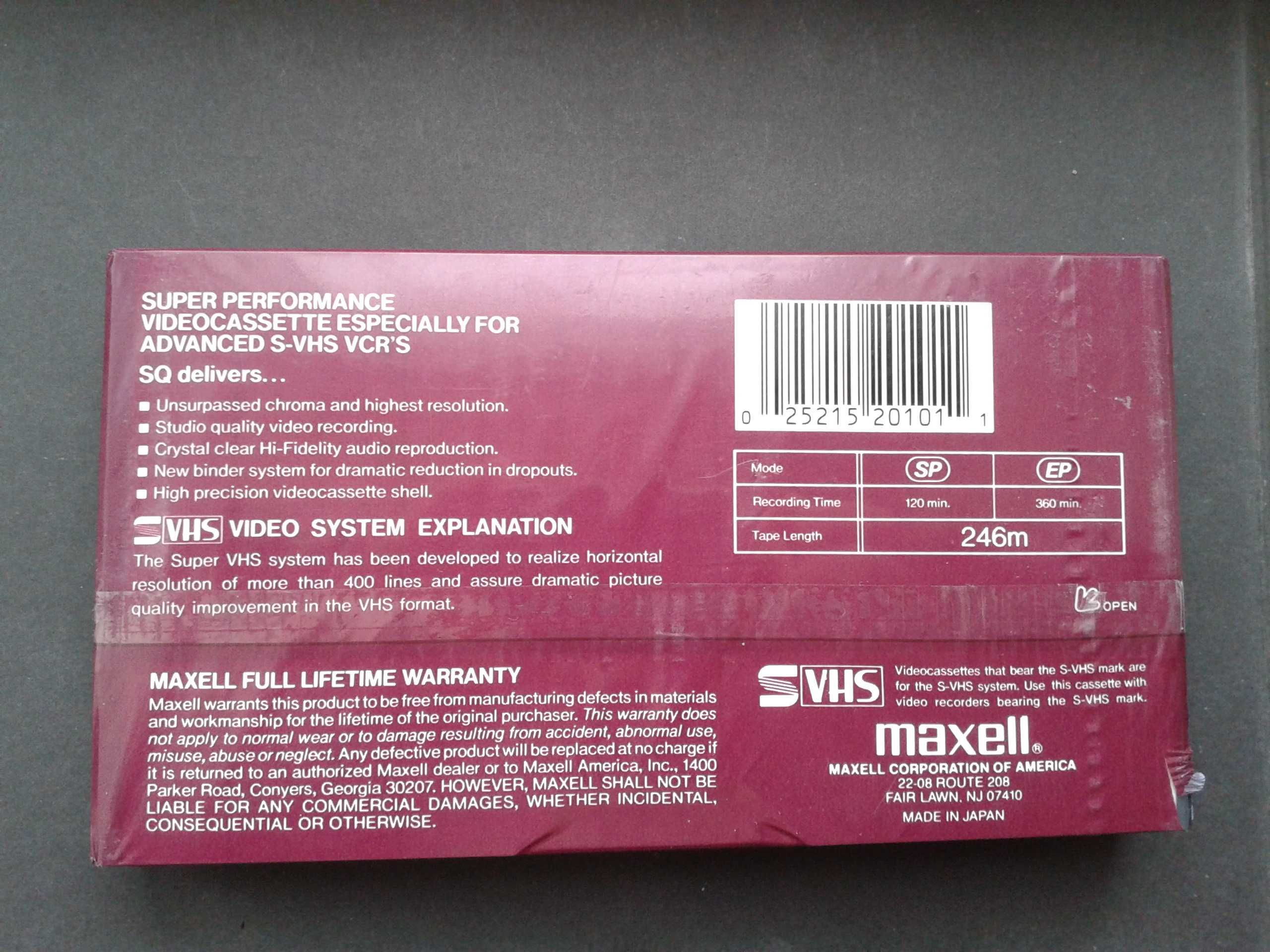Новые видеокассеты VHS, S-VHS Maxell, JVC, FUJI