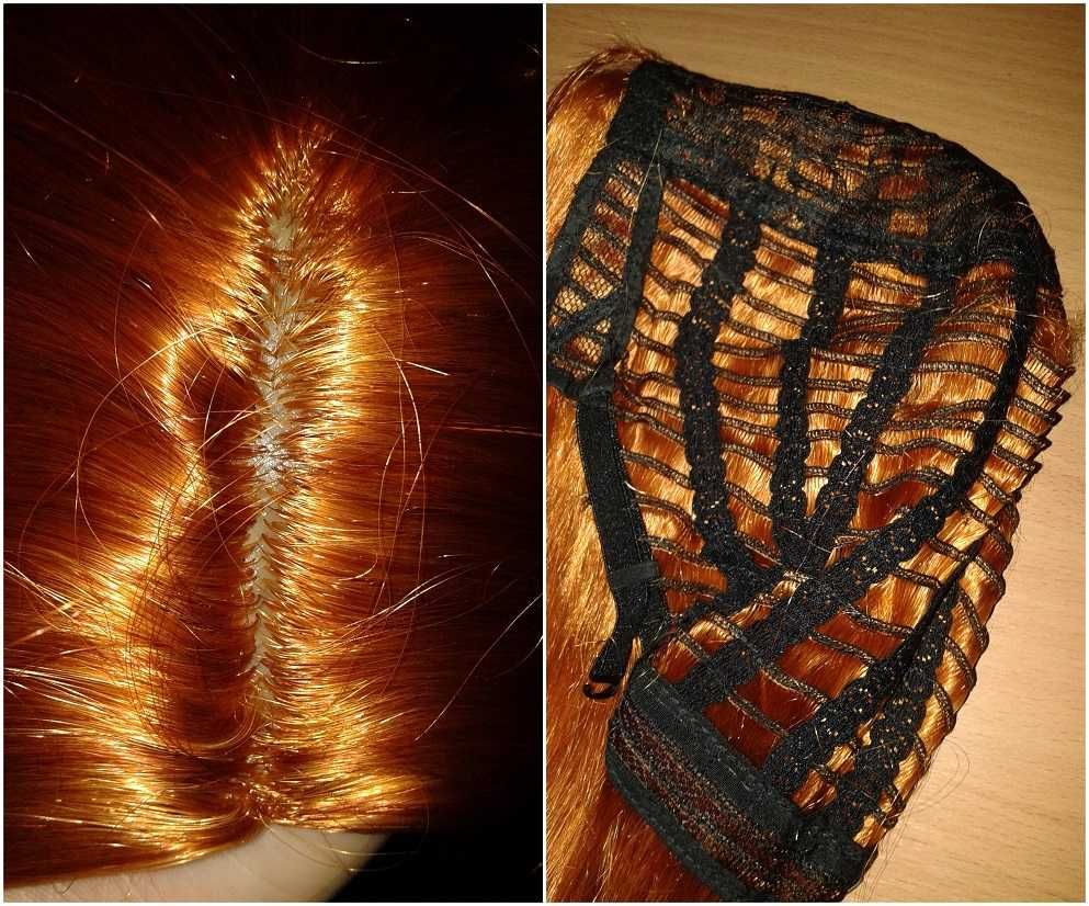 Ciemna ruda długa peruka z przedziałkiem prosta wig cosplay