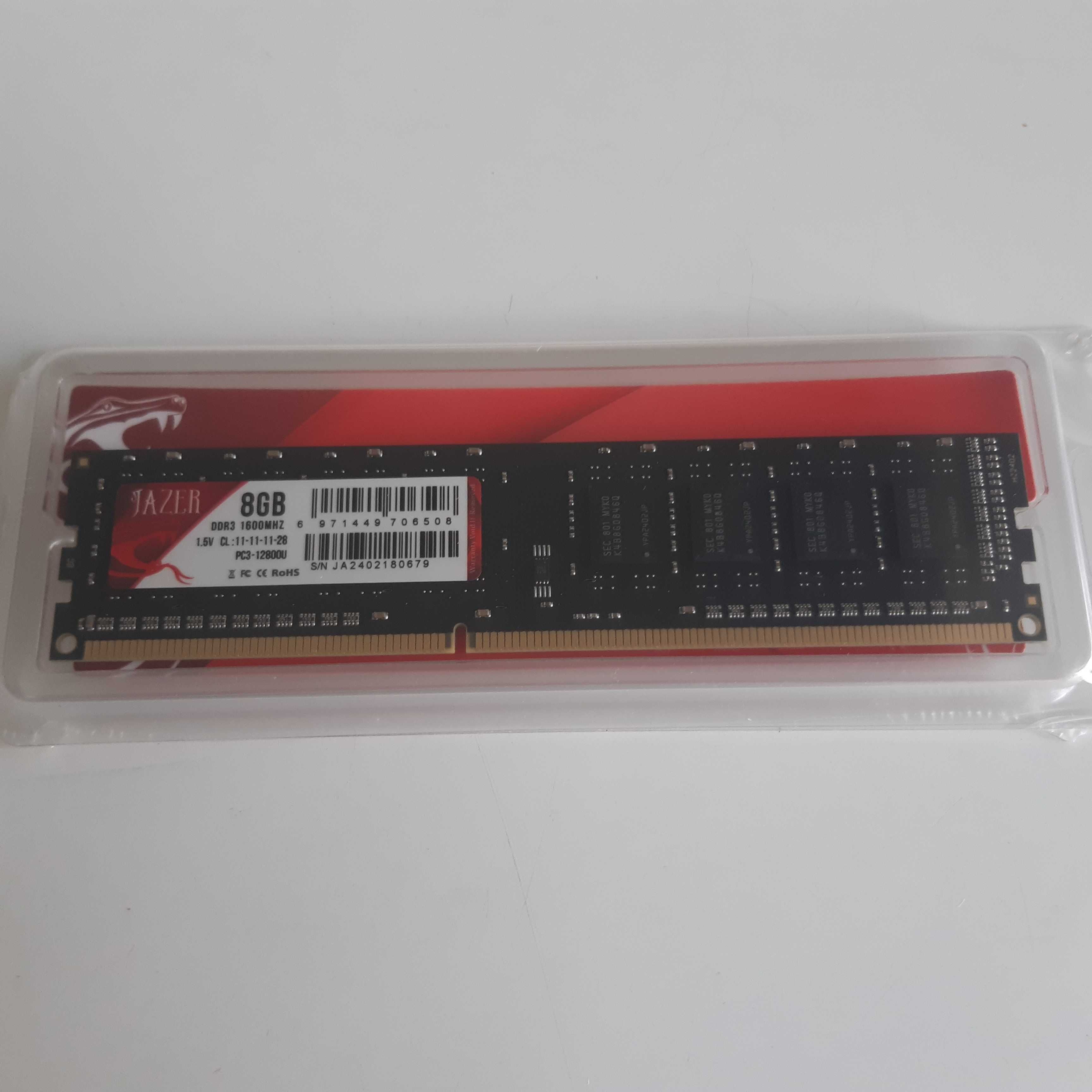 Memória Jazer p/ Torre Desktop 8GB Ram DDR3 1600MHz PC3-12800U Nova