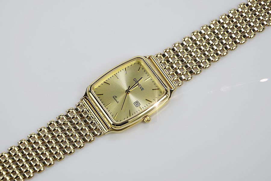 Złoty zegarek z bransoletą męski 14k włoski Geneve mw002y&wb004y B