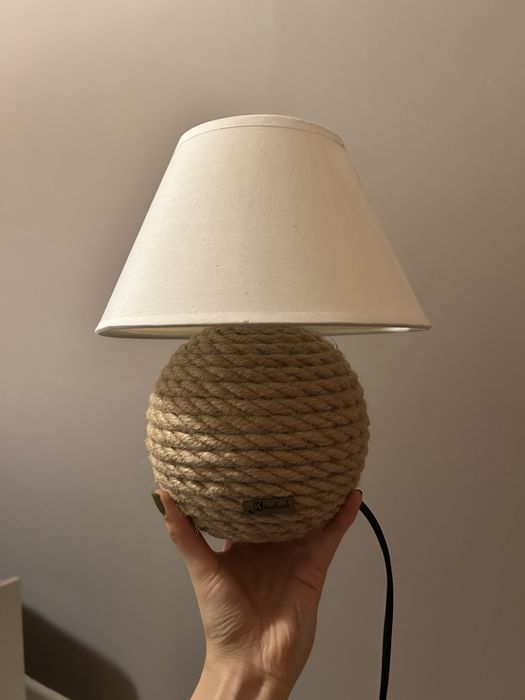 Lampka nocna lampa boho sznurek biała