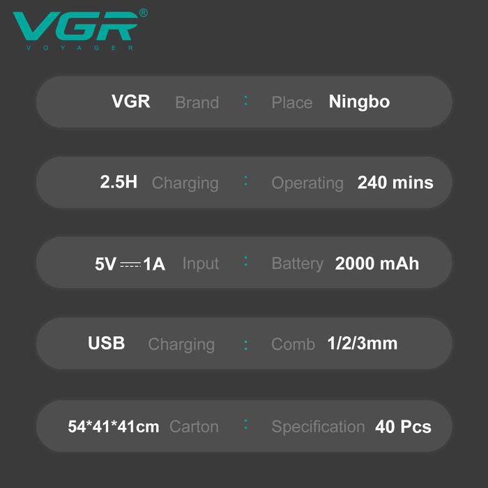 Тример VGR V-906 Бездротова машинка для стрижки Gold