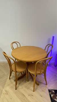 Stol z krzeslami okragly 90 cm krzesła Fameg