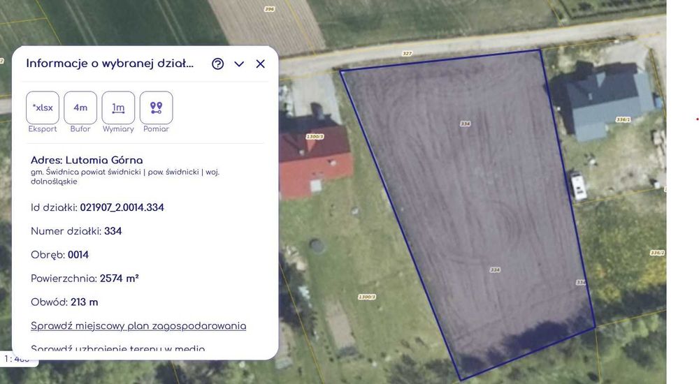 Działka budowlana Lutomia Górna