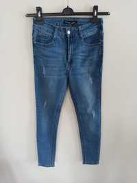 Spodnie jeansowe niebieskie Denim Life M/38 skinny rurki wysoki stan z