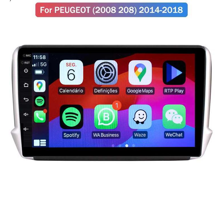 AutoRadio Para Peugeot 208/2008 Android 13 -2G+16/32Gb+Câmera/GPS_ Wif