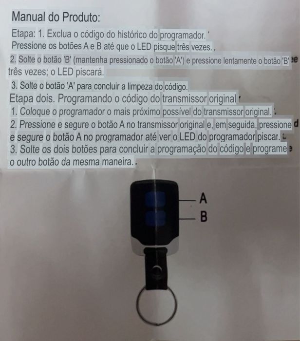 Comando garagem/portão remoto 2 botões