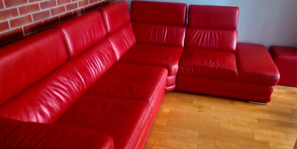 ETAP SOFA - piękny naroznik skorzany w kolorze czerwonym