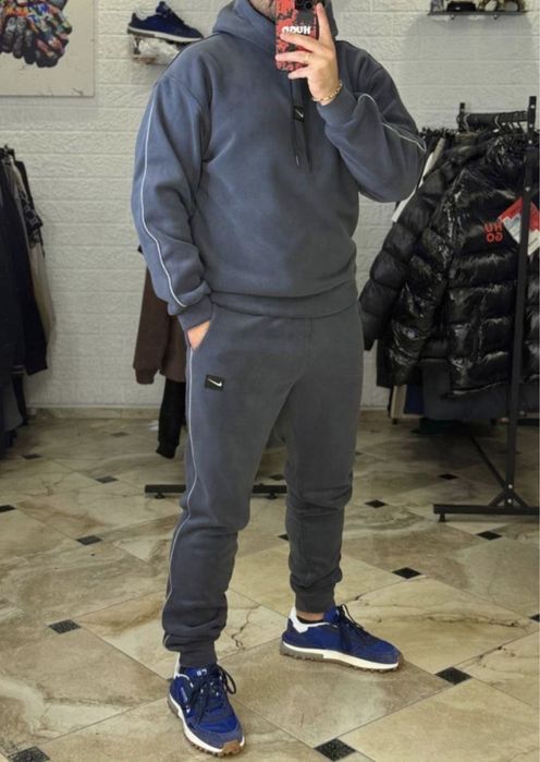 Мужской костюм теплый с начесом M L XL XXL Nike худи и штаны зимний