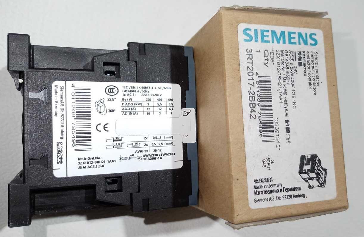 Контактор пускатель Siemens 3RT2017-2BB42 5.5кВт