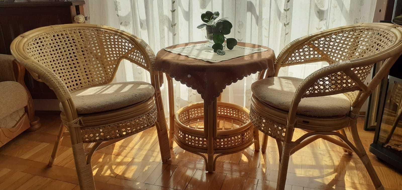 Meble Rattanowe: 2 fotele + stolik