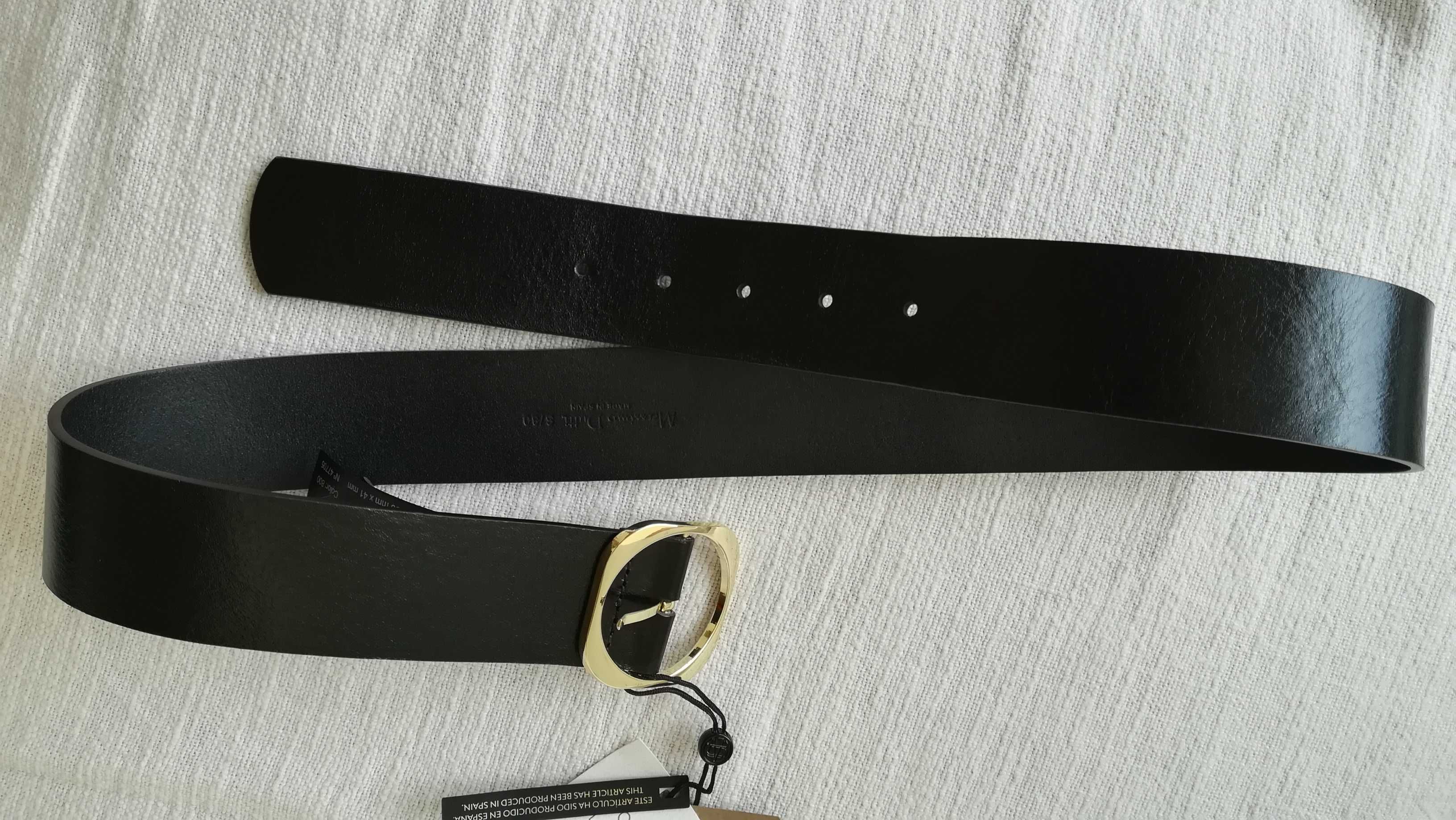 Cinto preto pele Massimo Dutti, tamanho S