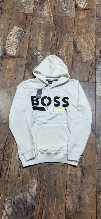 Boss biała bluza dresowa męska unisex premium hugo S M