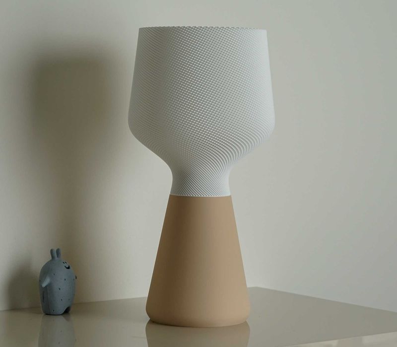 Lampa stołowa CALIZ M - gładki beż/biały - polska produkcja