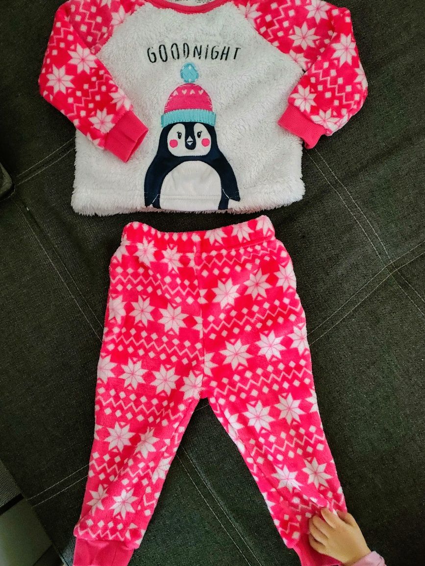 Polarowy dres niemowlęcy r.86 zimowy piżamka