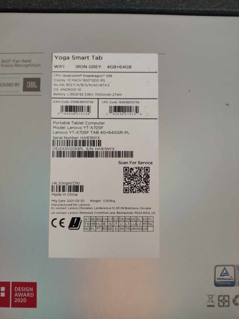 Tablet lenovo yoga smart 10.1 YT-X705F