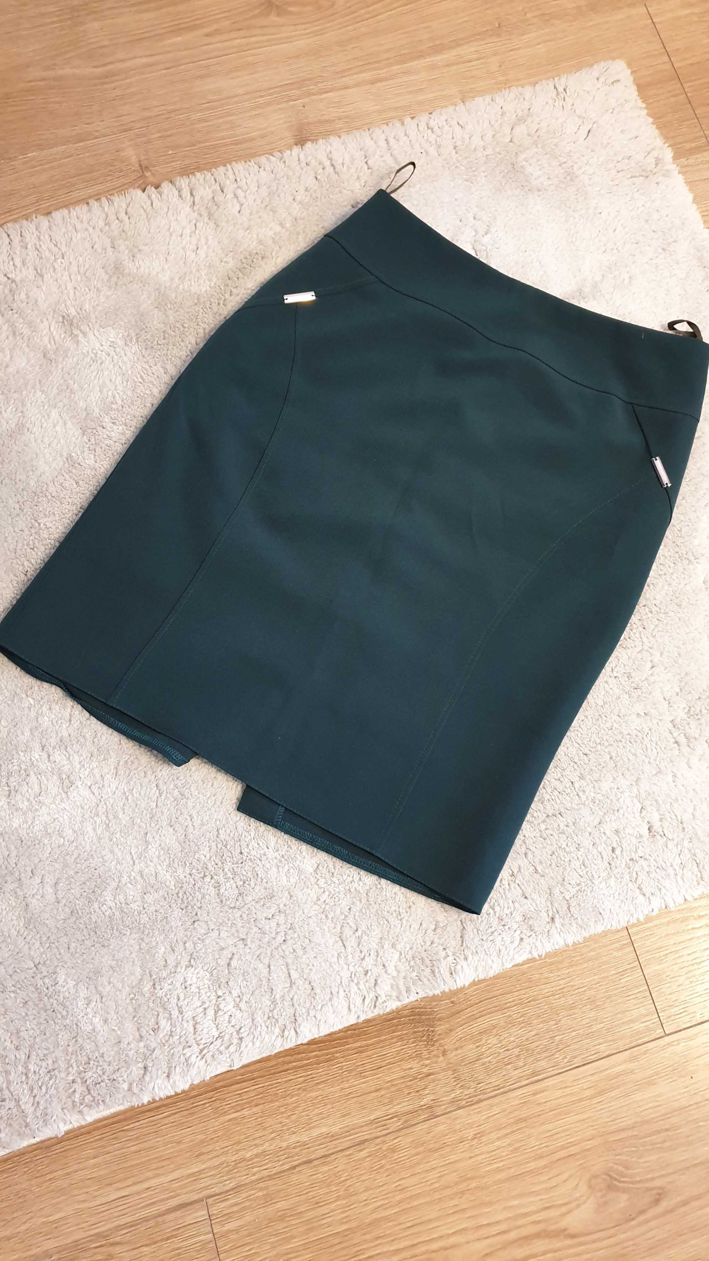 Elegancka spódnica DANA zielona, khaki - rozmiar M, z podszewką