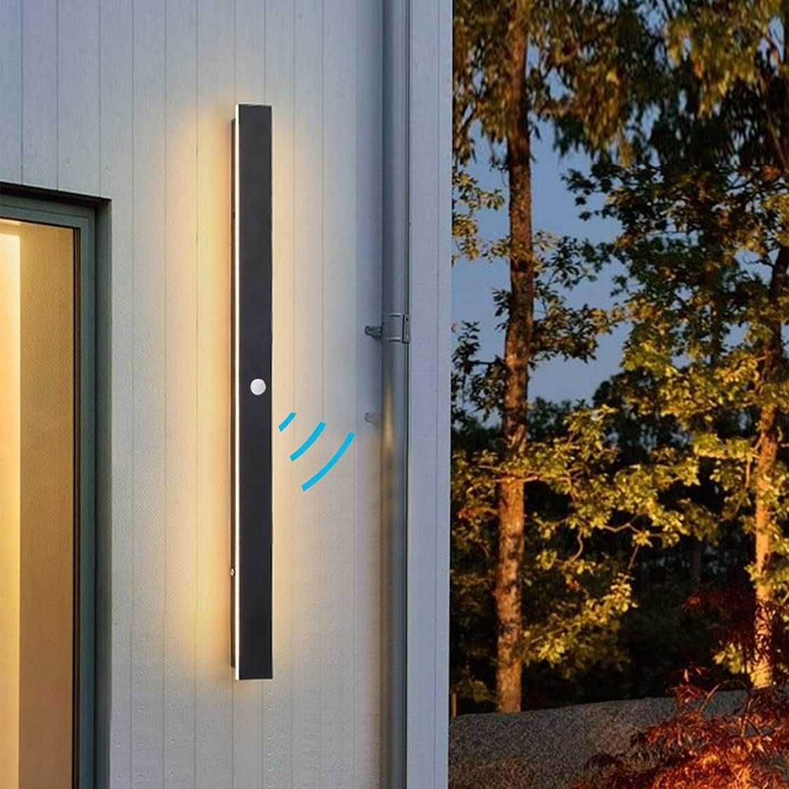 Lampa ścienna LED z czujnikiem ruchu, IP65, 24W, antracyt