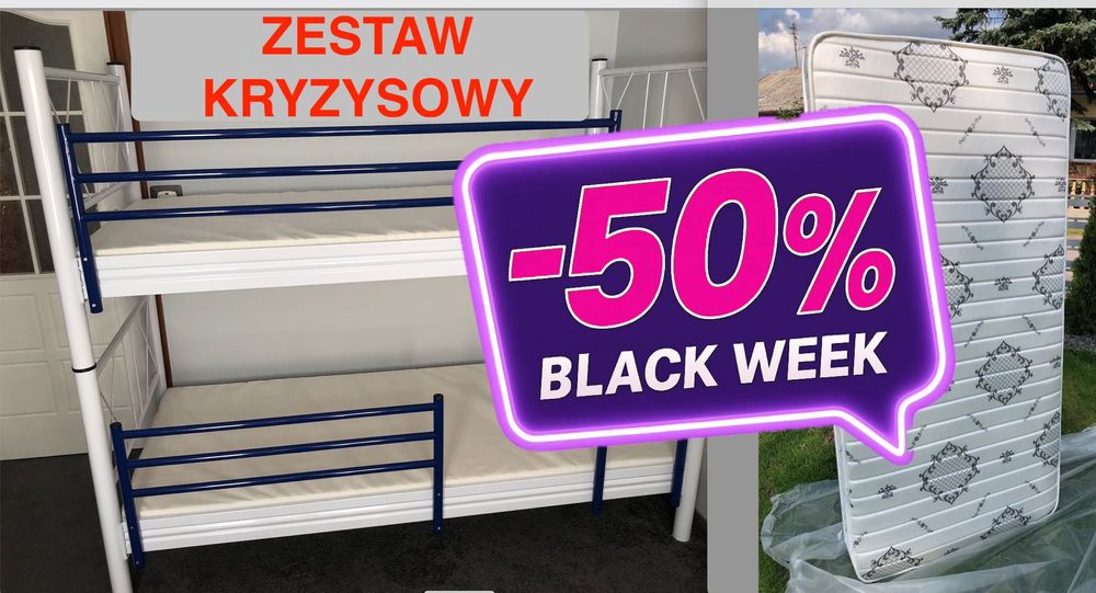 -50%  ŁÓŻKO + MATERACE  Zestaw Kryzysowy – Bezpieczne Spanie w Piwnicy