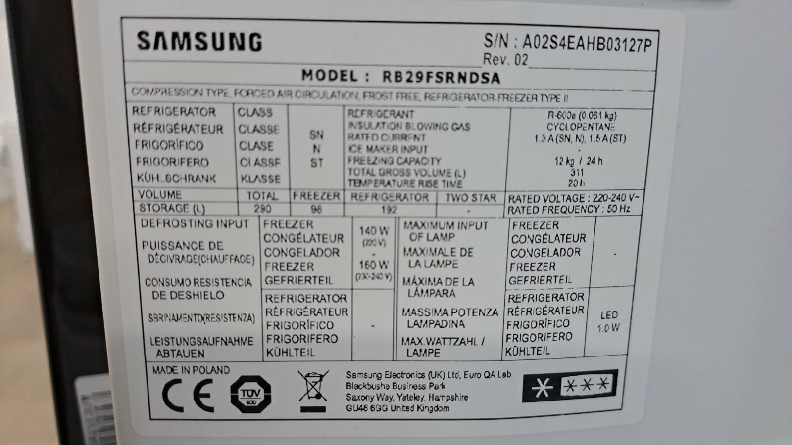 Холодильник сірий Samsung з Європи бу Гарантія