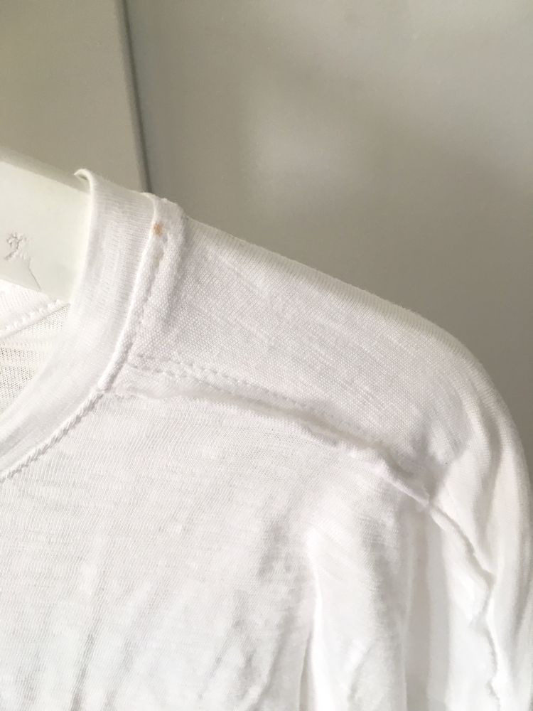 Bluzka bluza z długim rękawem jasna biała paski prosta klasyczna XS