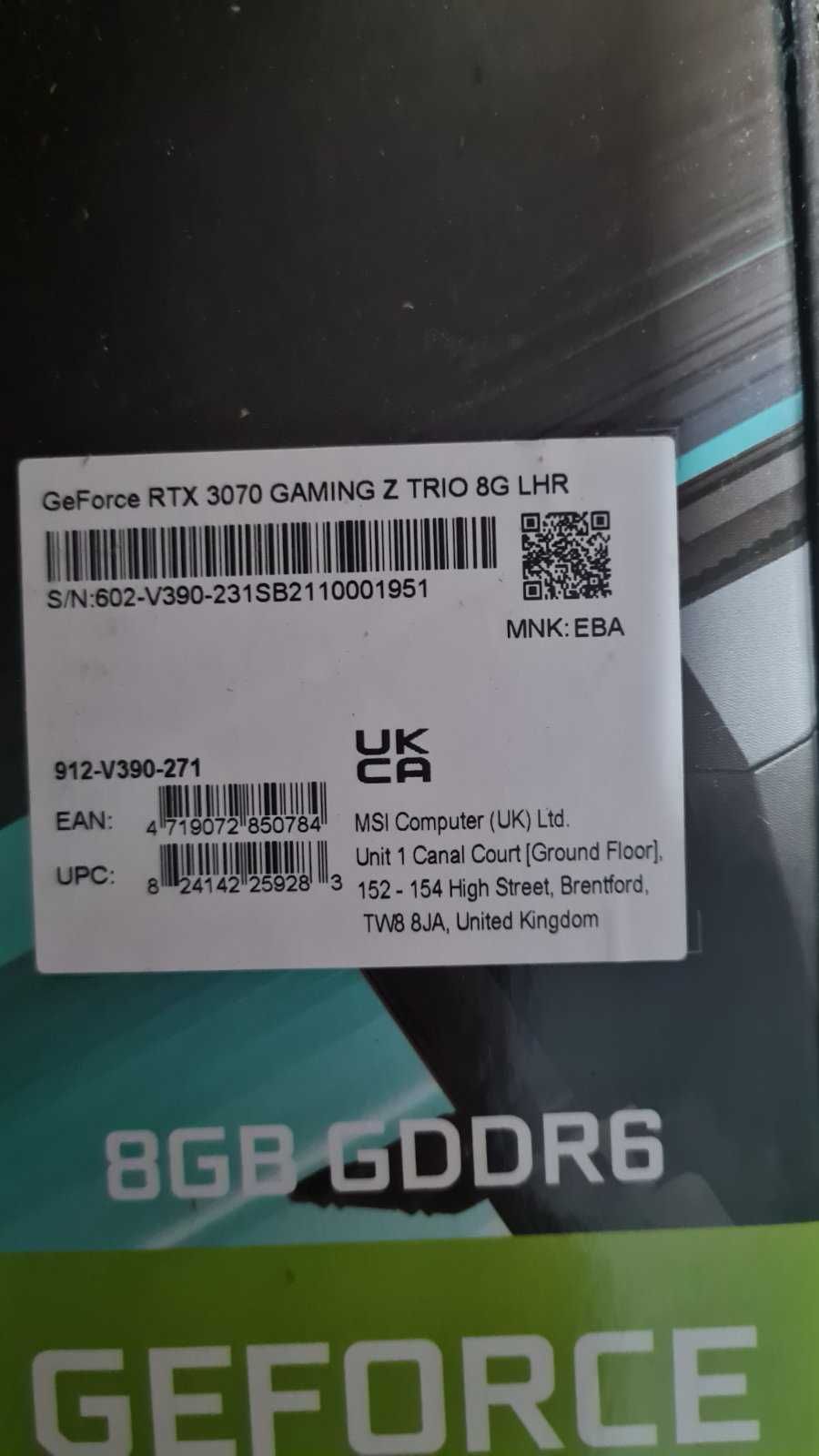 Відеокарта MSI GeForce RTX 3070 GAMING Z TRIO 8G LHR