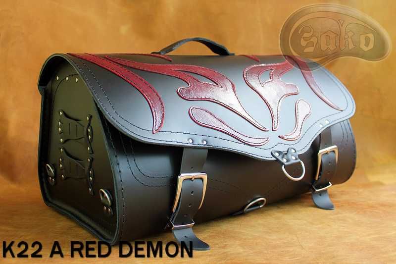 Kufer skórzany motocyklowy K22 RED DEMON A, B producent SAKO