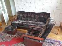 Stylowy Zestaw: Kanapa + fotel + podnóżek / retro, vintage