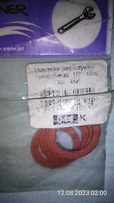 2x Uszczelki pod krzywą wodomierza, dysze do kuchenki