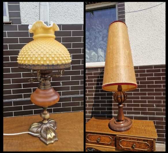 Zestaw Lamp nocna + stojąca ANTYK antyczna zdobiony klosz vintage