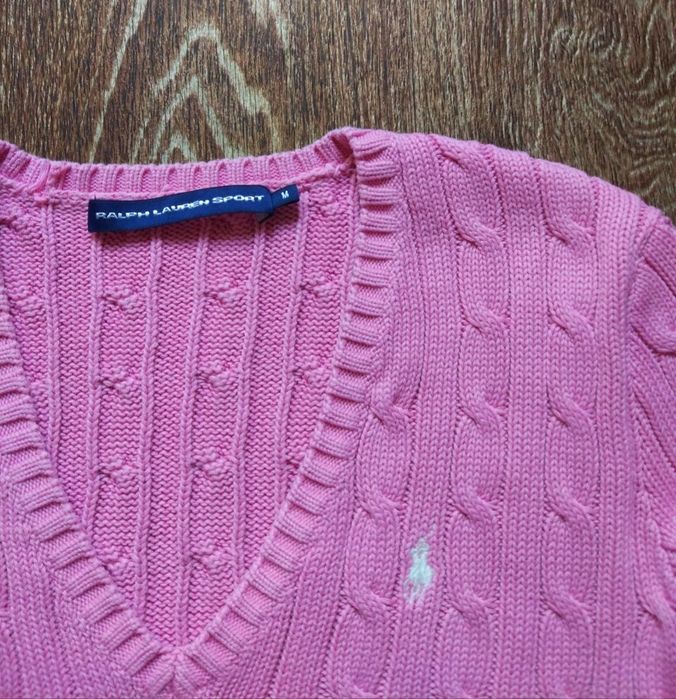 Розовый женский вязаный джемпер свитер Polo Ralph Lauren размер S-M
