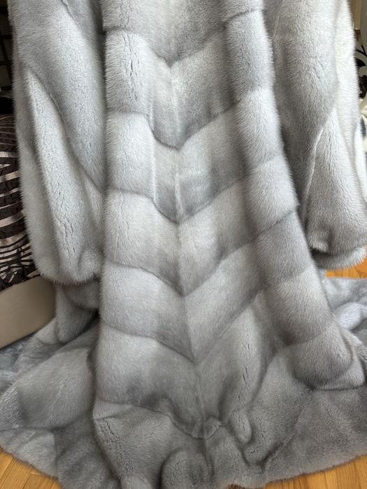 22.12 Київ примірки! Норкова шуба 110 см, 50-54, сіра, діагональ
