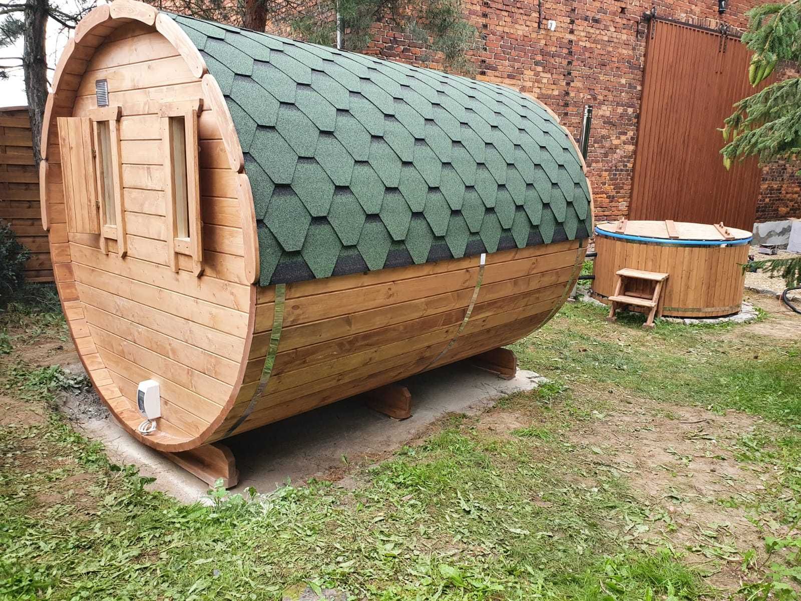 Sauna Ogrodowa Beczka 300cm Wyposażona Piec Harvia Skandynawska Sauna