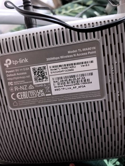 Access Point TP-Link TL-WA801N Wi-Fi N300 1x10/100Mb/s PoE