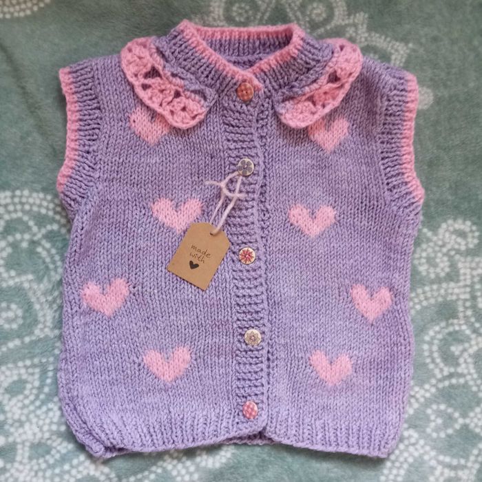 Kamizelka na drutach dla dziewczynki 98 bawełna