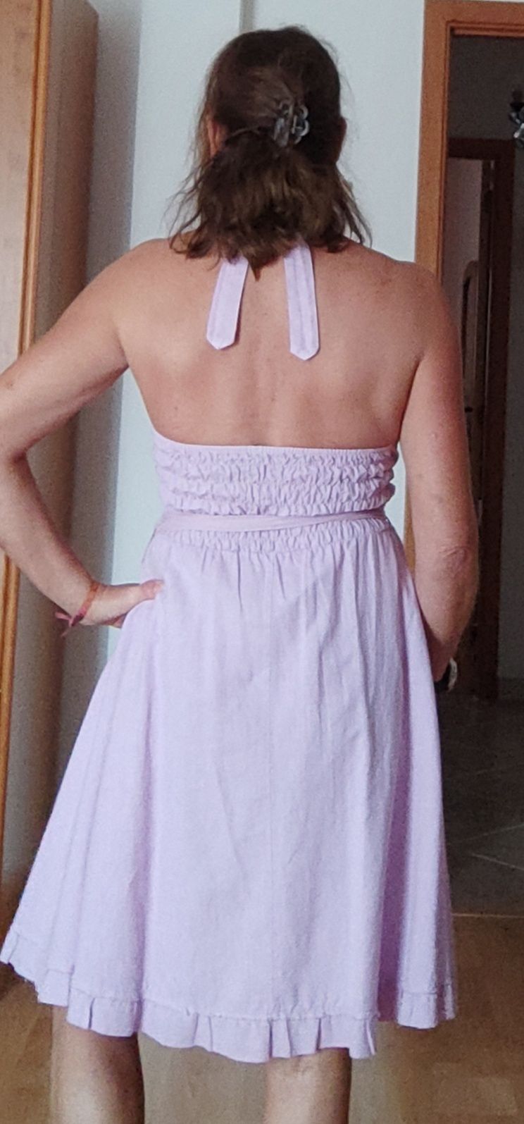 Vestido linho lavanda