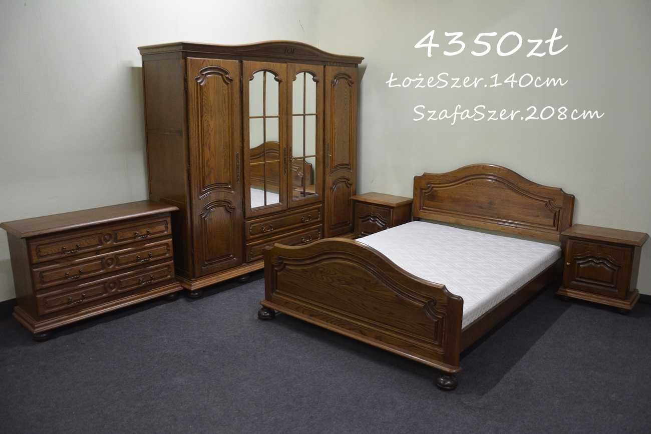 Piękna Sypialnia Dębowa Stylowa  Szafa Łóżko Komoda Szafki Nocne Meble
