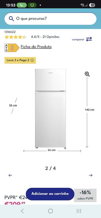 Frigorífico electronia Novo com caixa