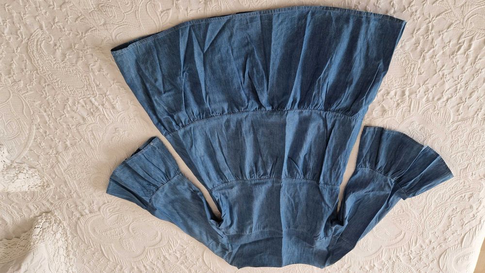 Vestido de ganga, Zara, tamanho XS com folhos