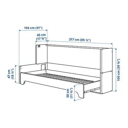 FÄLLSKÄR rama łóżka ściennego/składanego, biały 90x200cm