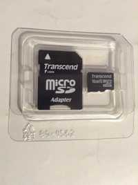 Карта памяти Micro SD Transcend 16GB class 10 + adapter