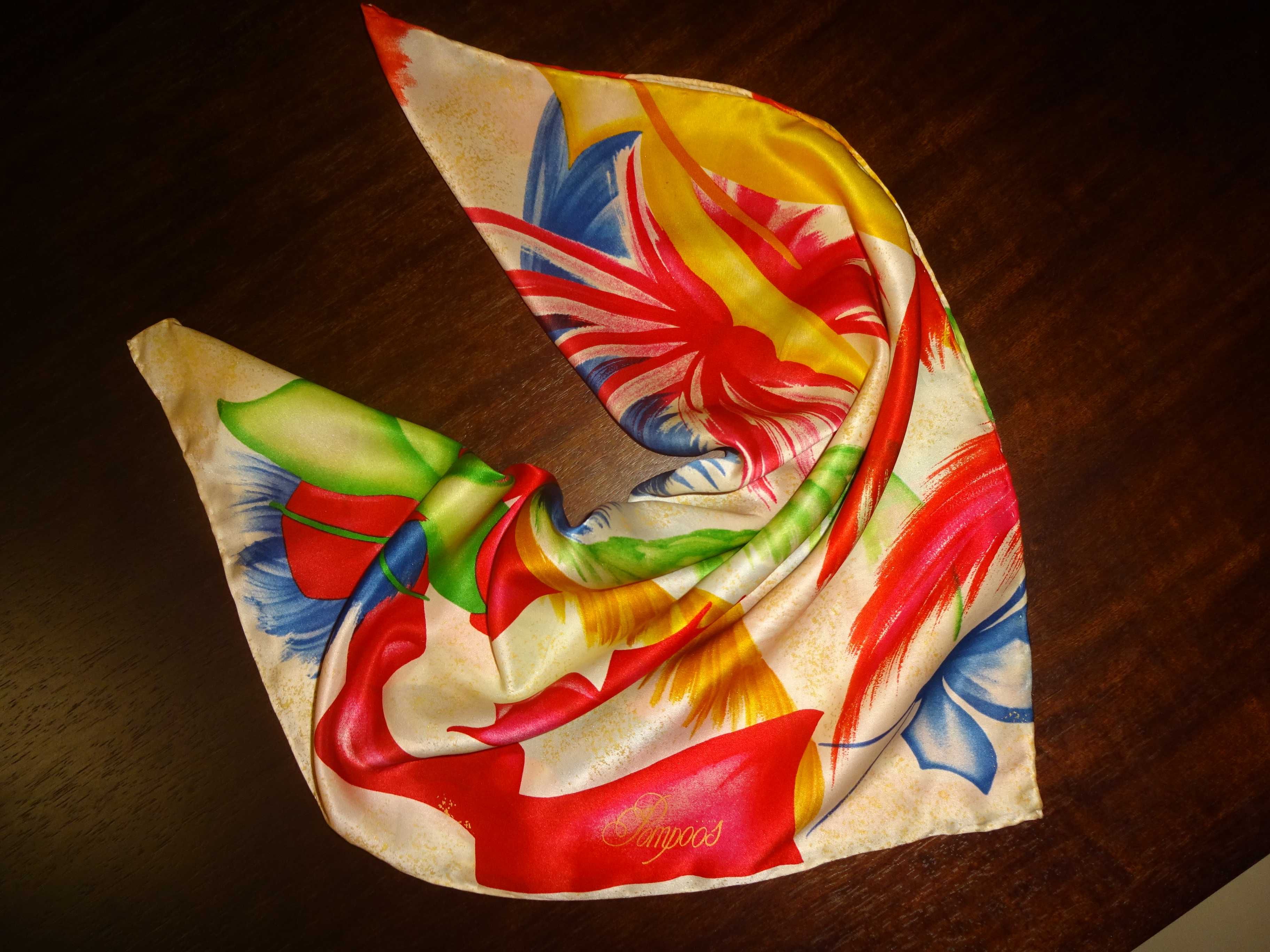 POMPOOS 100% SILK oryg. LUX jedwabna apaszka gawroszka rolowana