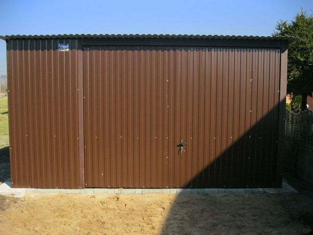 Garaże Blaszane 4x5 brąz 1 gat. brama uchylna Garaż Blaszany Blaszak