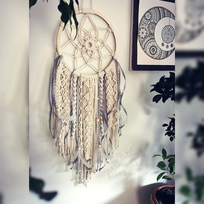 Sowa Makrama ręcznie robiona.