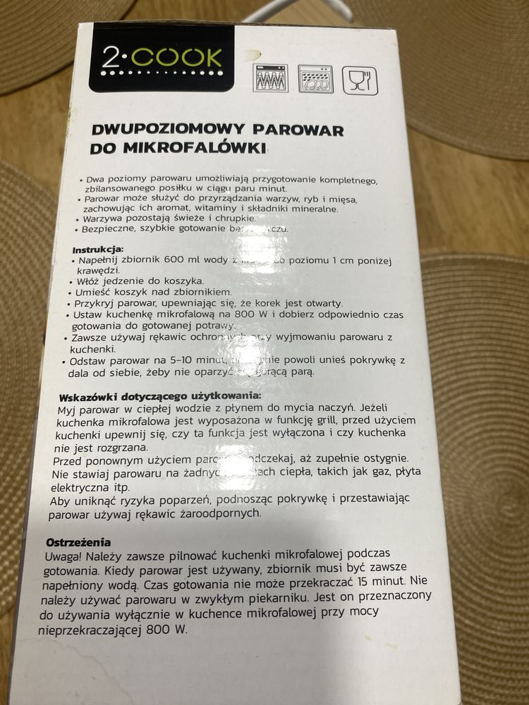 Dwupoziomowy parowar do mikrofalowki