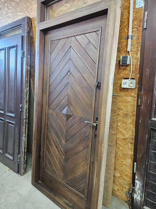 DRZWI Zewnętrzne Dębowe Drewniane Wejściowe z Naświetlem 104x240cm