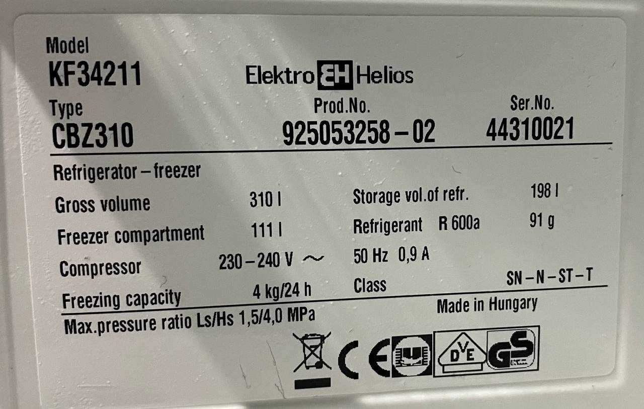 Холодильник Elektro Helios KF34211 ( 175 см) з Європи